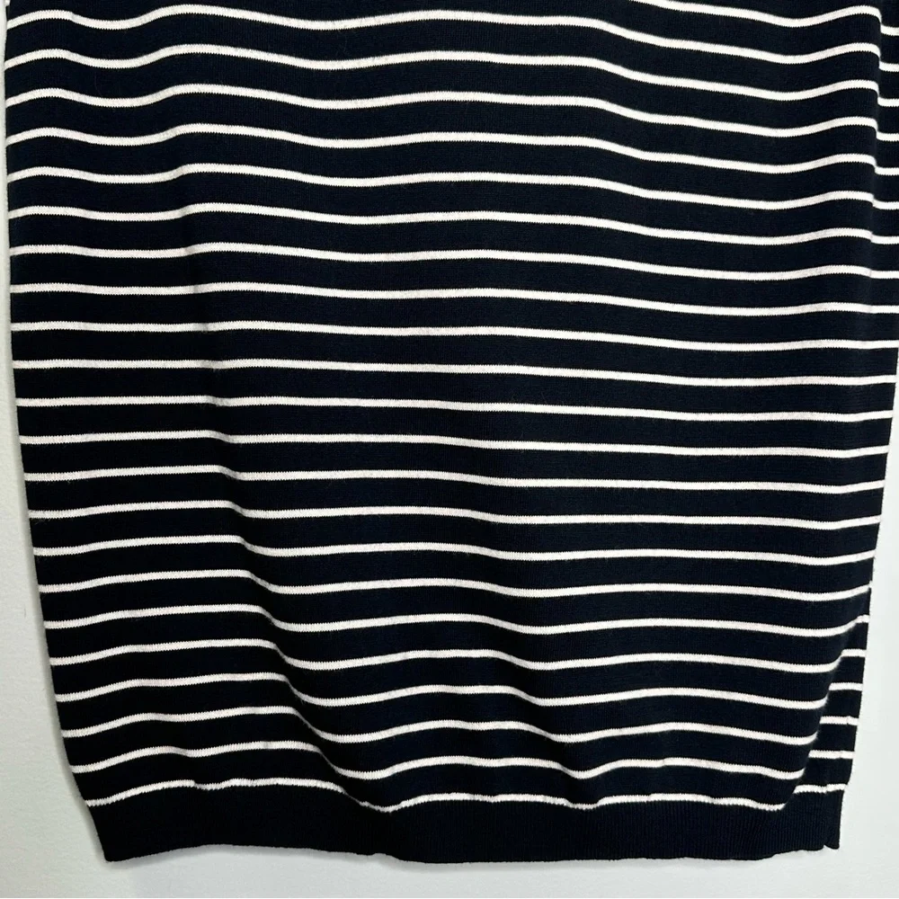 Massimo Dutti Men’s Short Sleeve Extrafine Cotton Navy Striped Knit Polo Shirt S - Picture 5 of 7